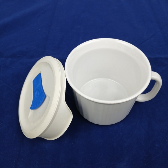 CorningWare Colours 20 oz Soup Bowl Mug French White w/Lid Stoneware - Picture 4 of 6